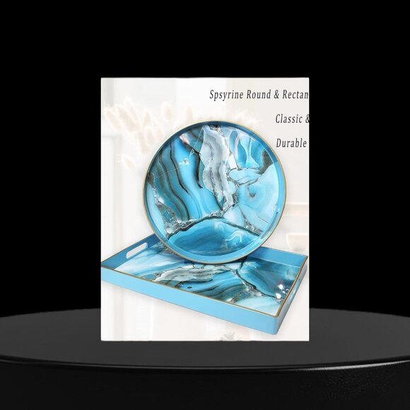 Spsyrine Decorative Tray, Plastic Marble Serving Tray EUC - Picture 3 of 6